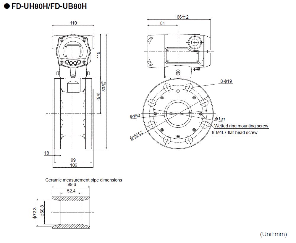 FD-UH80H/UB80H Dimension