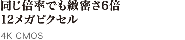同じ倍率でも緻密さ6倍12メガピクセル 4K CMOS