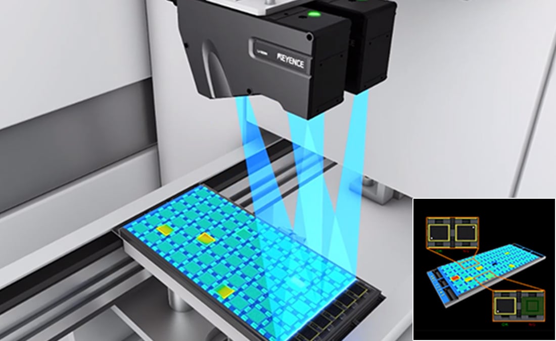 ICの浮き・重なり・表裏・抜け検査 2D 3D測定器 非接触 インライン LJ-X8000シリーズ