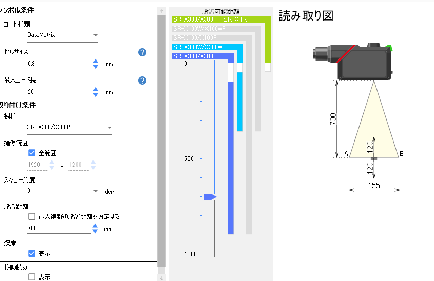 導入ガイドで深度を表示した画面