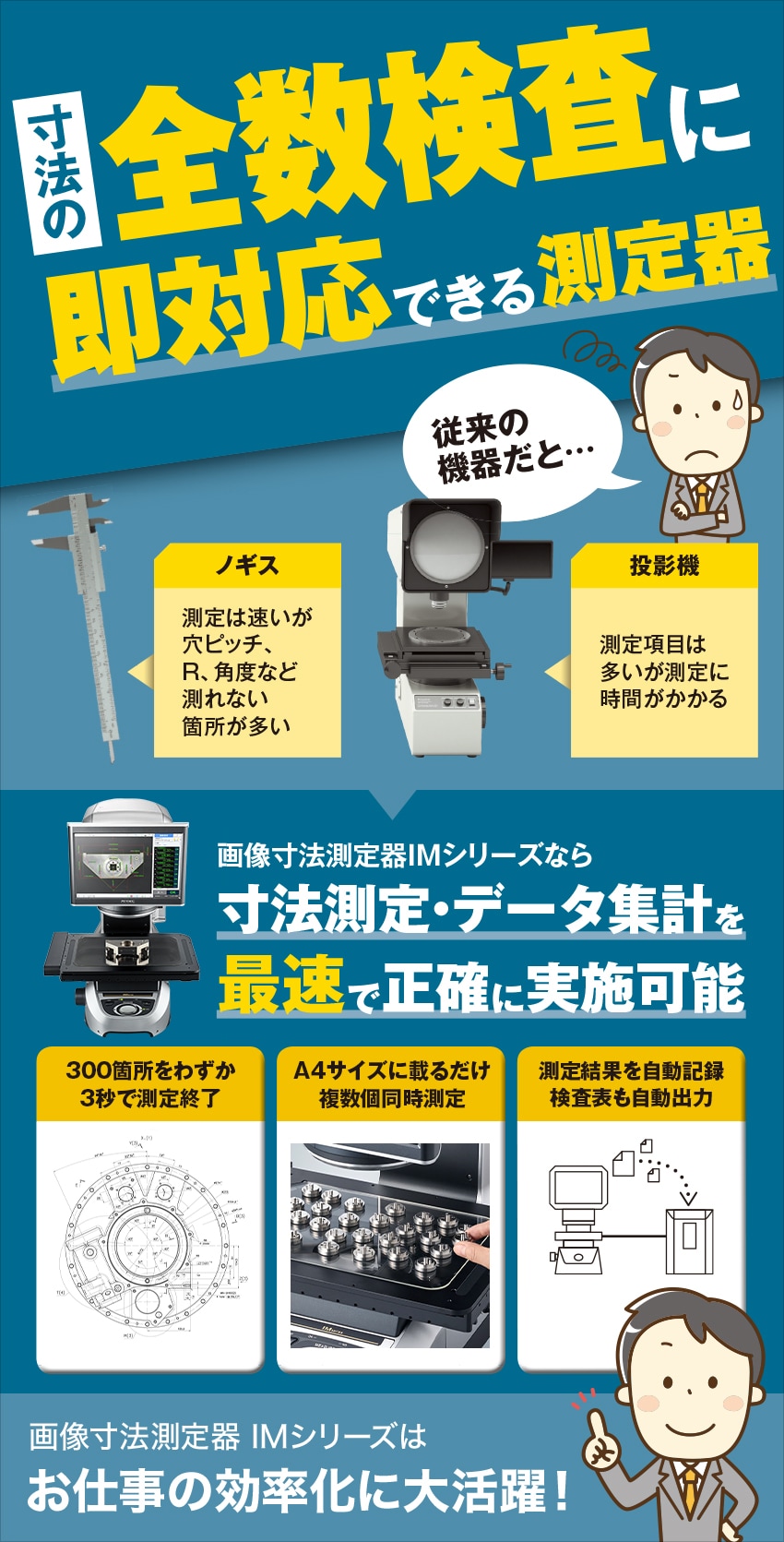 寸法の全数検査に即対応できる測定器