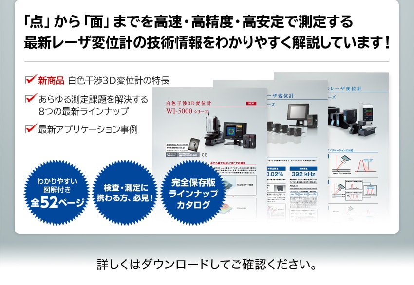 「点」から「面」までを高速・高精度・高安定で測定する最新レーザ変位計の技術情報をわかりやすく解説しています！