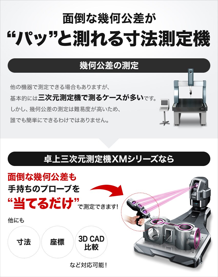 面倒な幾何公差が”パッ”と測れる寸法測定機 ハンディ三次元測定機 XMシリーズ