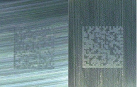 切削・加工面に印字された2次元コード 【拡大画像】