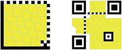 2次元コード内のデータ領域を示す図。データを含まない補助的なマーク(機能パターン)を除いたエリア。