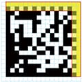 DataMatrixコードの上辺・右辺の空白（マージン）を示す図