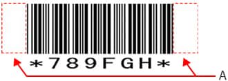 バーコードの左右に必要な余白（クワイエットゾーン）の位置を示す図
