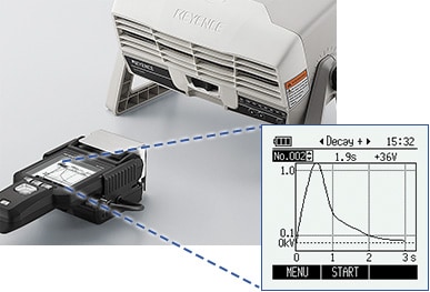 お持ちのイオナイザの除電能力も測定可能