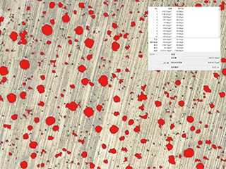 4Kデジタルマイクロスコープ「VHXシリーズ」での球状化した黒鉛の自動面積計測・カウント