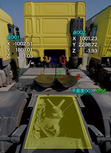 「WMシリーズ」によるキングピン・カプラの位置座標測定画面イメージ