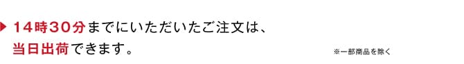 14時30分までにいただいたご注文は、当日出荷できます。 一部商品を除く