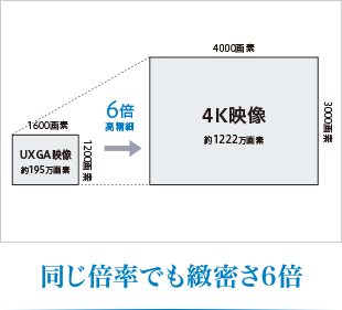 同じ倍率でも緻密さ6倍