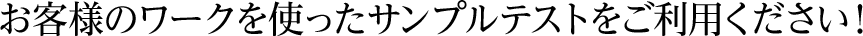 お客様のワークを使ったサンプルテストをご利用ください！