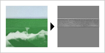 ヒートシール幅の検査：画像の色や濃淡を調整しても変化が出にくいシール部の凹凸情報をとらえて抽出します。