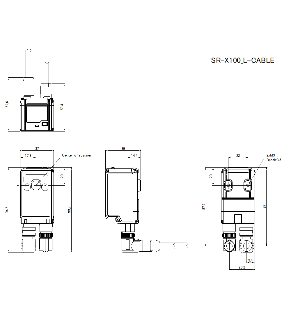 SR-X100/L-CABLE Dimension