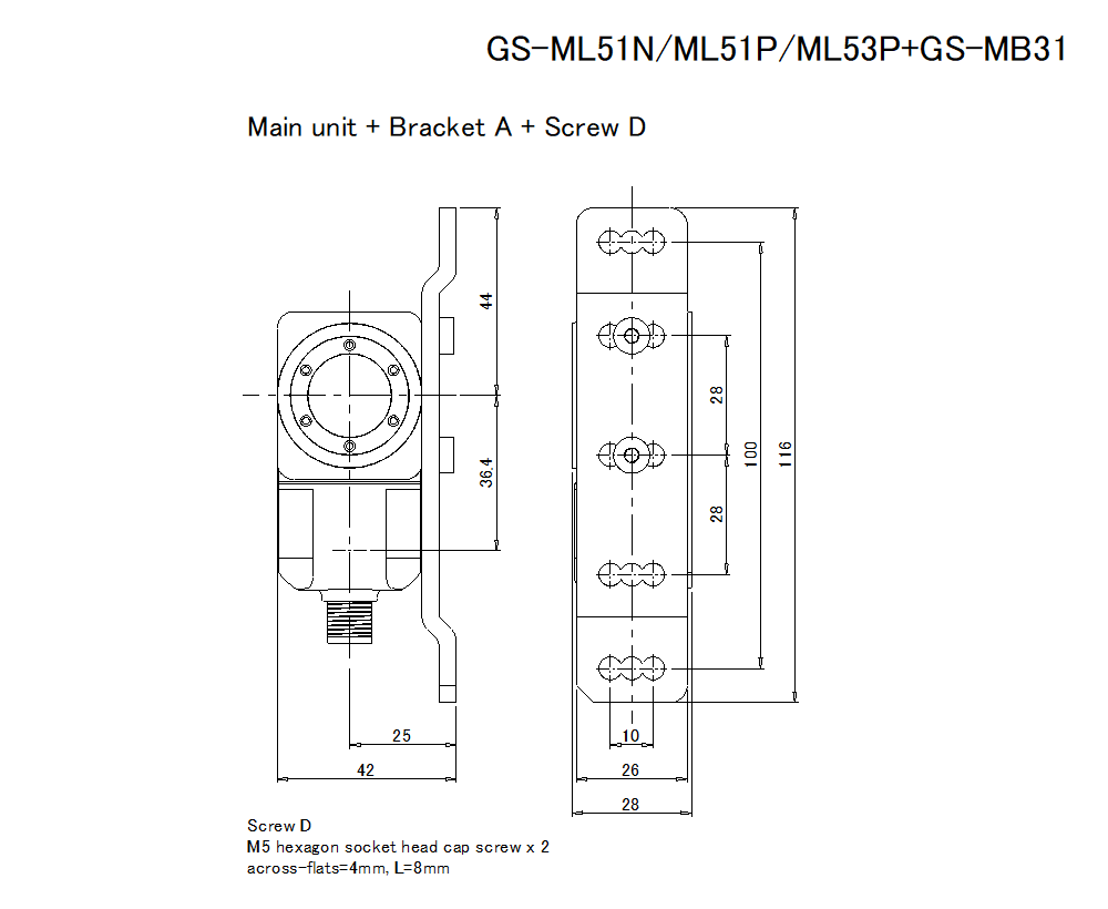 GS-ML51N/ML51P/ML53P/MB31 Dimension