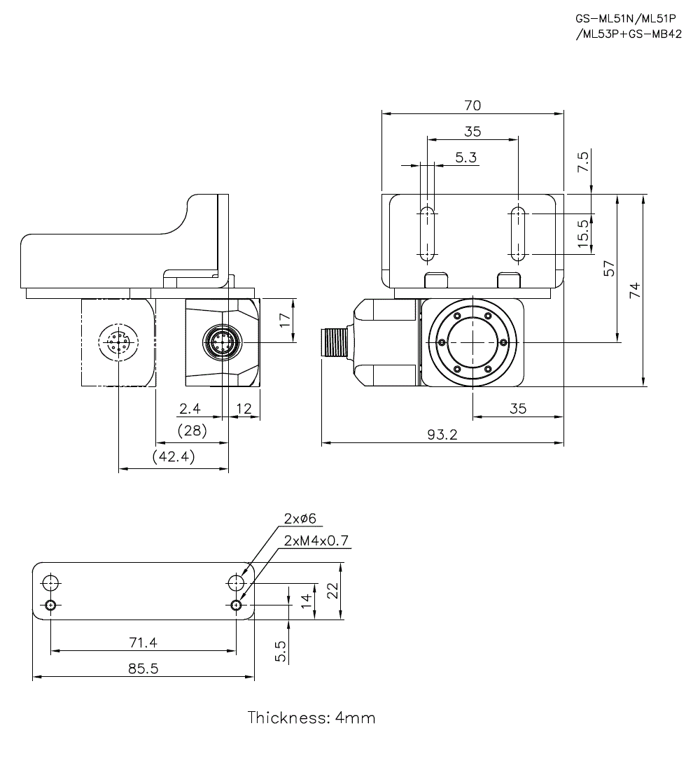 GS-ML51/53/GS-MB42 Dimension