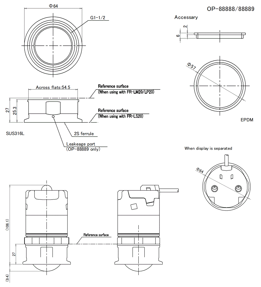 OP-88888/88889 Dimension