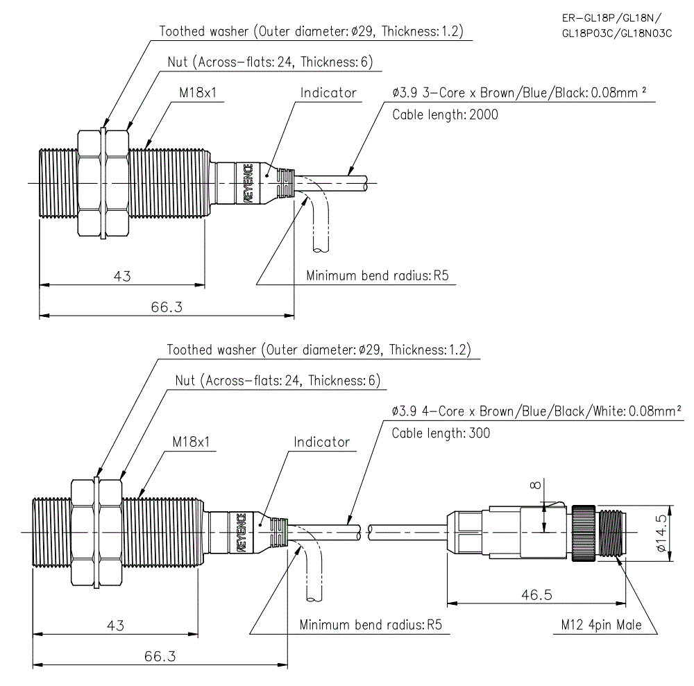 ER-GL18P/GL18N/GL18P03C/GL18N03C Dimension