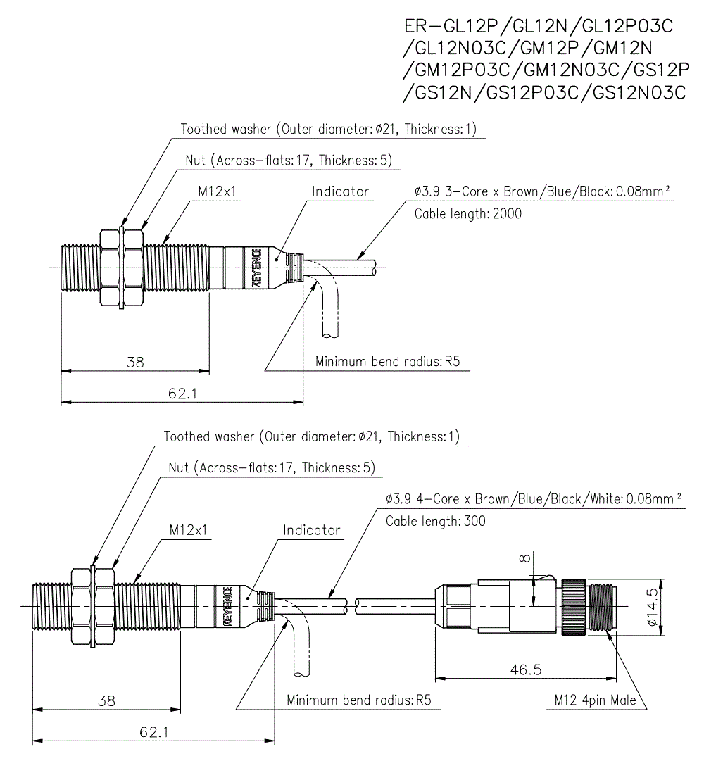 ER-GL12P/GL12N/GM12P/GM12N/GS12P/GS12N/GL12P03C/GL12N03C/GM12P03C/GM12N03C/GS12P03C/GS12N03C Dimension