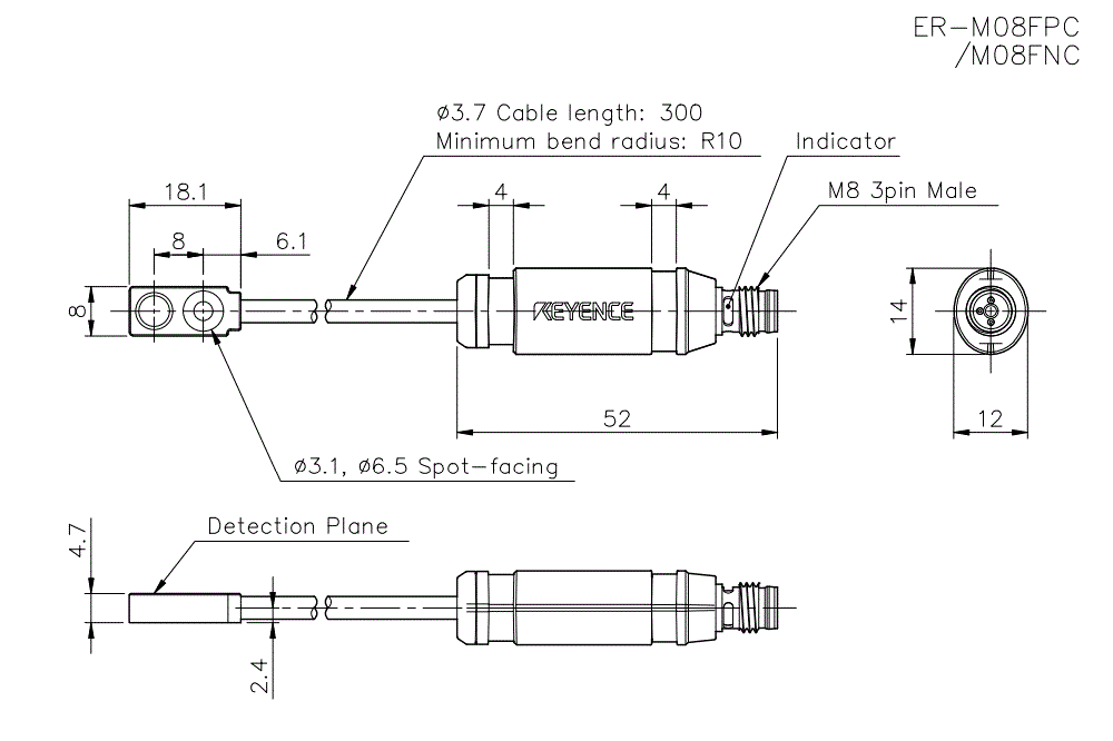ER-M08FPC/M08FNC Dimension