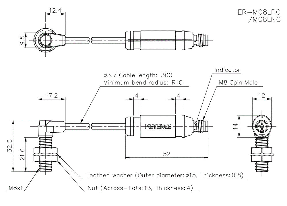 ER-M08LPC/M08LNC Dimension