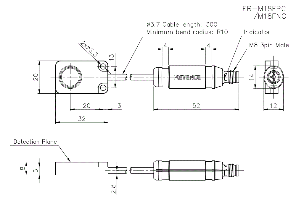 ER-M18FPC/M18FNC Dimension