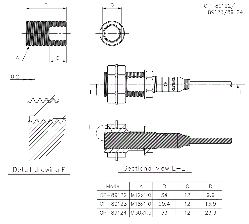 OP-89122/89123/89124 Dimension