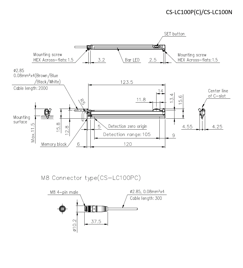 CS-LC100P(C)/CS-LC100N Dimension