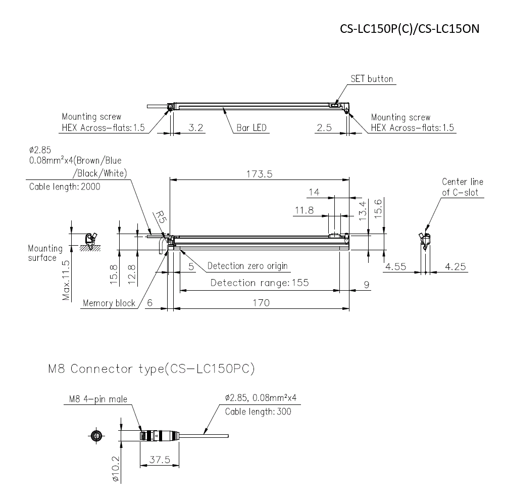 CS-LC150P(C)/CS-LC150N Dimension