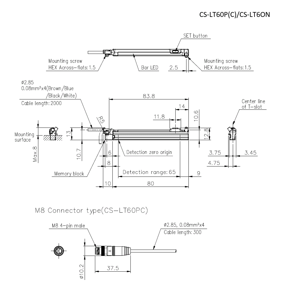 CS-LT60P(C)/CS-LT60N Dimension