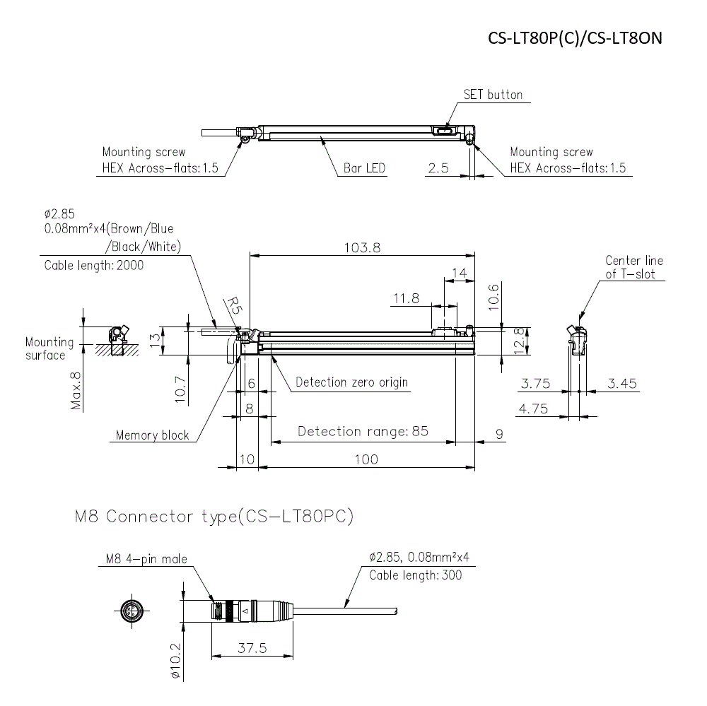 CS-LT80P(C)/CS-LT80N Dimension