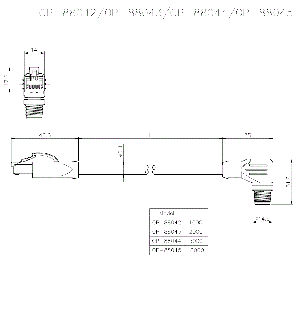 'OP-88042/88043/88044/88045 Dimension