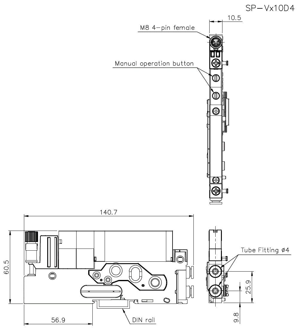 SP-VD10D4/C10D4/E10D4/P10D4/T10D4 Dimension