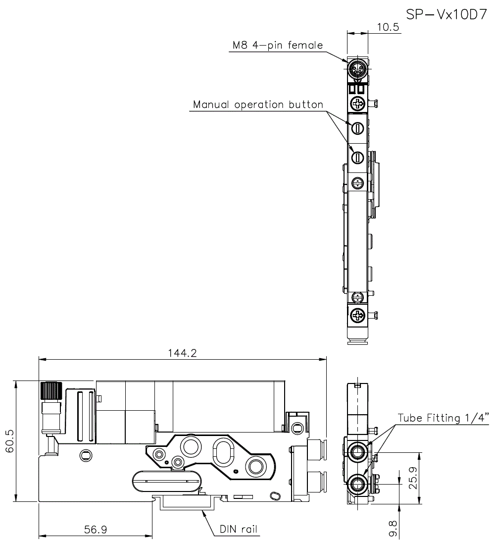 SP-VD10D7/C10D7/E10D7/P10D7/T10D7 Dimension