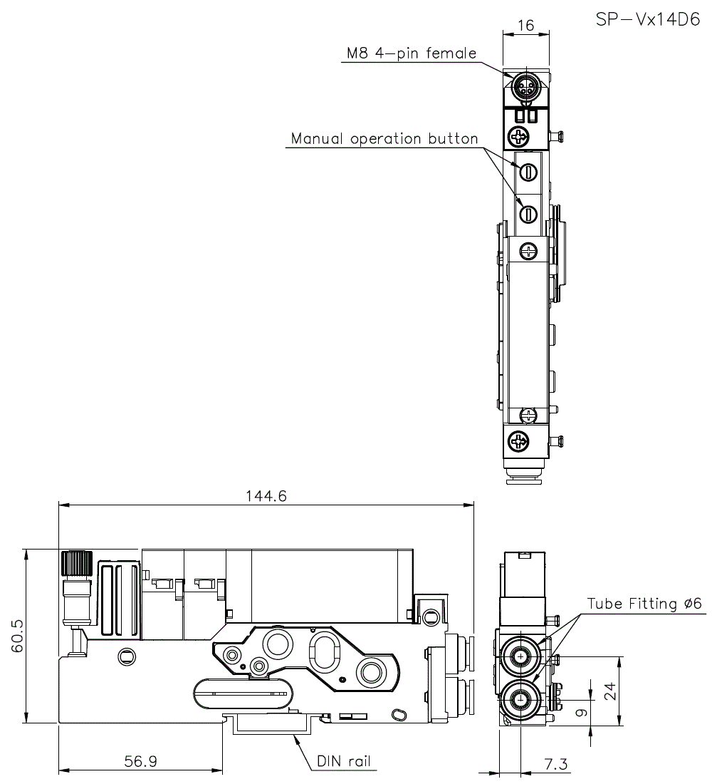 SP-VD14D6/C14D6/E14D6/P14D6/T14D6 Dimension