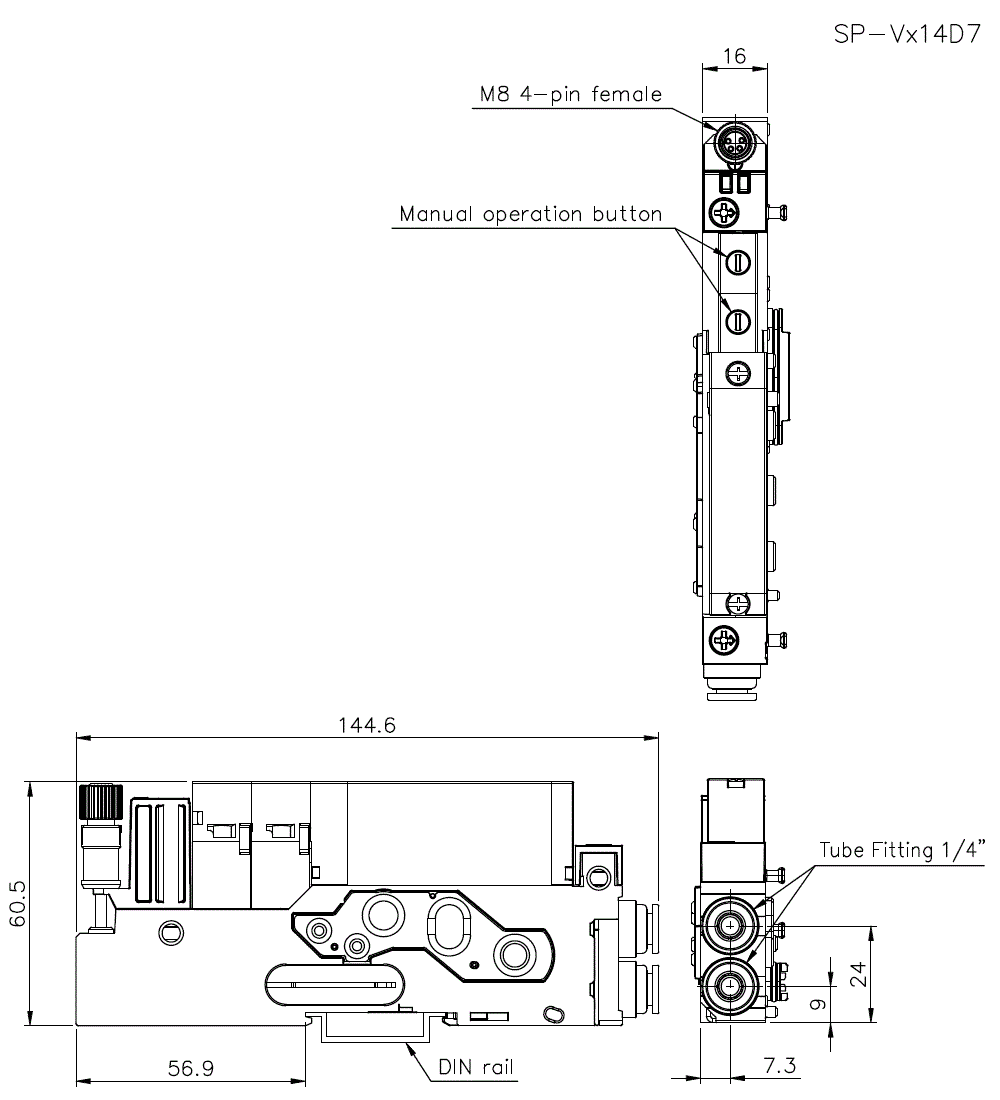 SP-VD14D7/C14D7/E14D7/P14D7/T14D7 Dimension