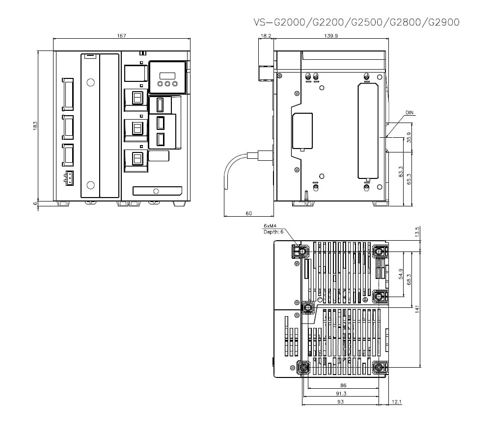 VS-G2000/G2200/G2500/G2800/G2900 Dimension