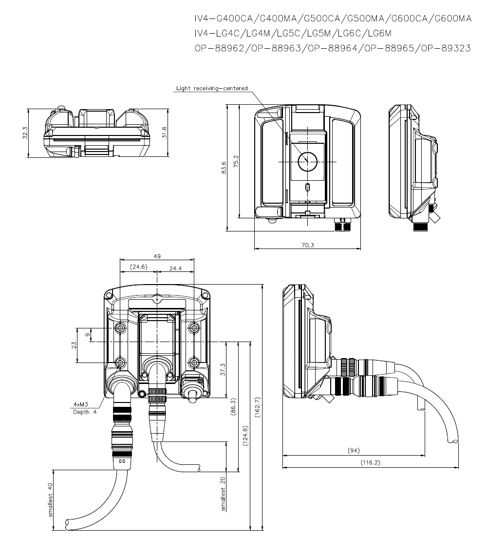 IV4-G400CA/G400MA/G500CA/G500MA/G600CA/G600MA/LG5C/LG5M/LG6C/LG6M/OP-88962/88963/88964/89323 Dimension