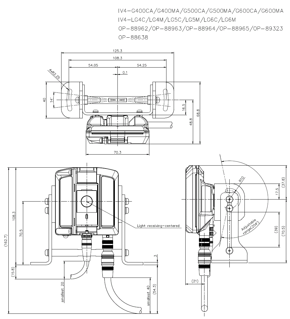 IV4-G400CA/G400MA/G500CA/G500MA/G600CA/G600MA/LG5C/LG5M/LG6C/LG6M/OP-88638/88962/88963/88964/89323 Dimension