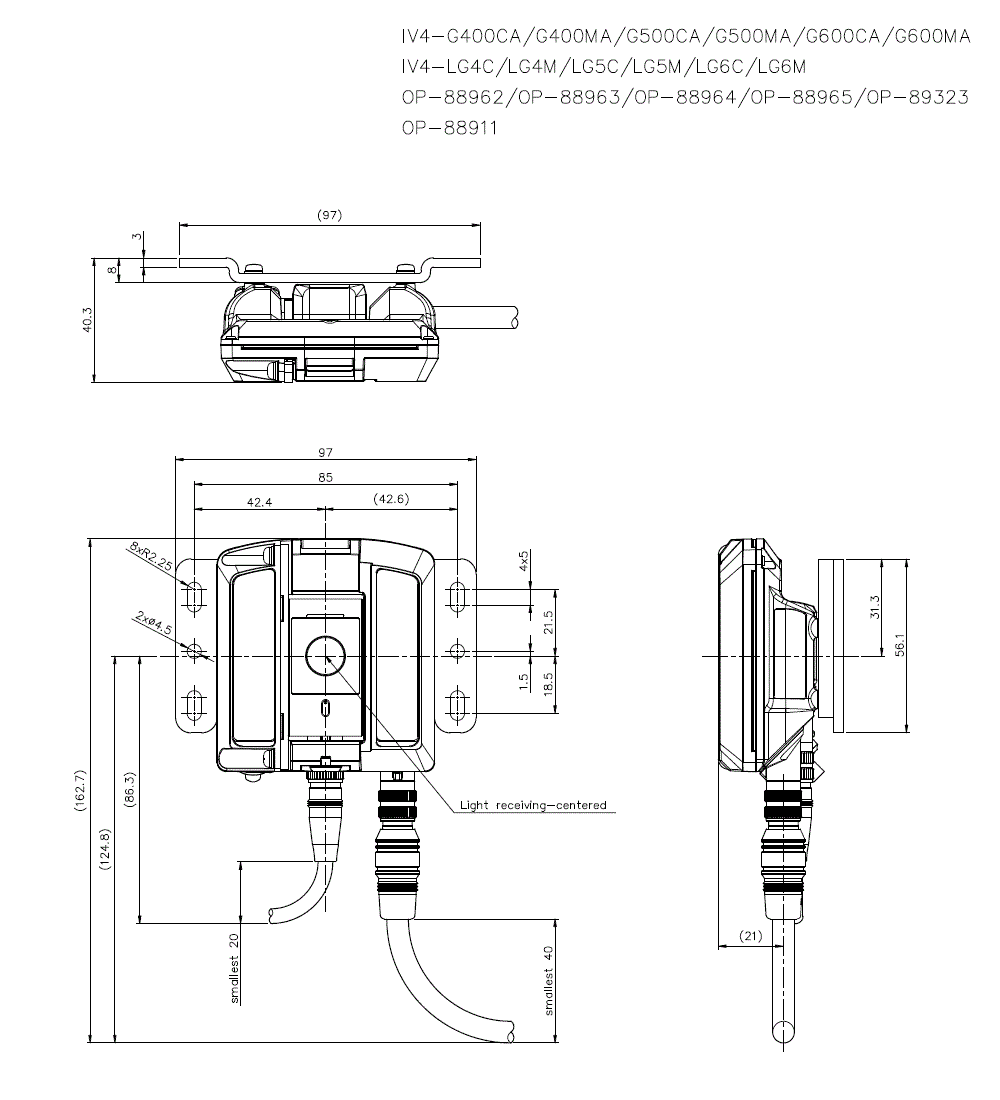 IV4-G400CA/G400MA/G500CA/G500MA/G600CA/G600MA/LG5C/LG5M/LG6C/LG6M/OP-88911/88962/88963/88964/89323 Dimension