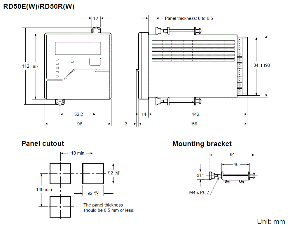 RD-50E(W)/50R(W) Dimension