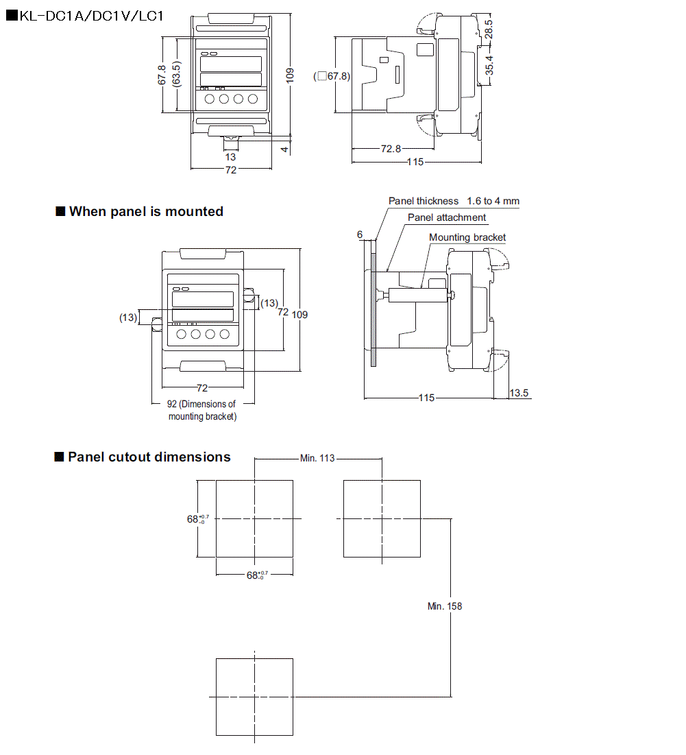 KL-DC1A/DC1V/LC1 Dimension
