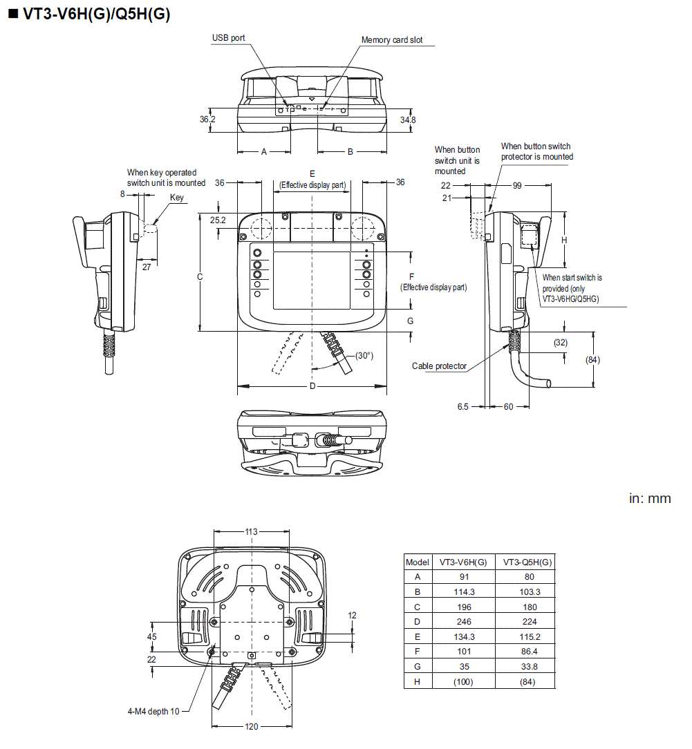 VT3-V6H(G)/Q5H(G) Dimension