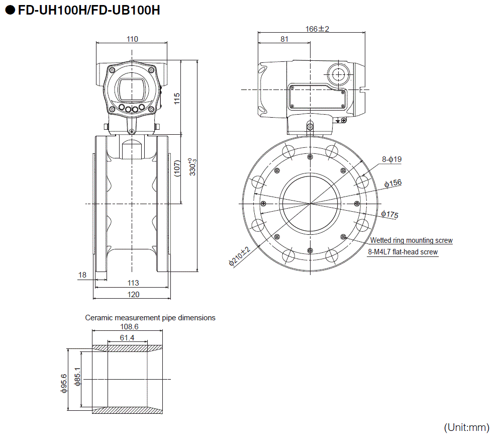 FD-UH100H/UB100H Dimension