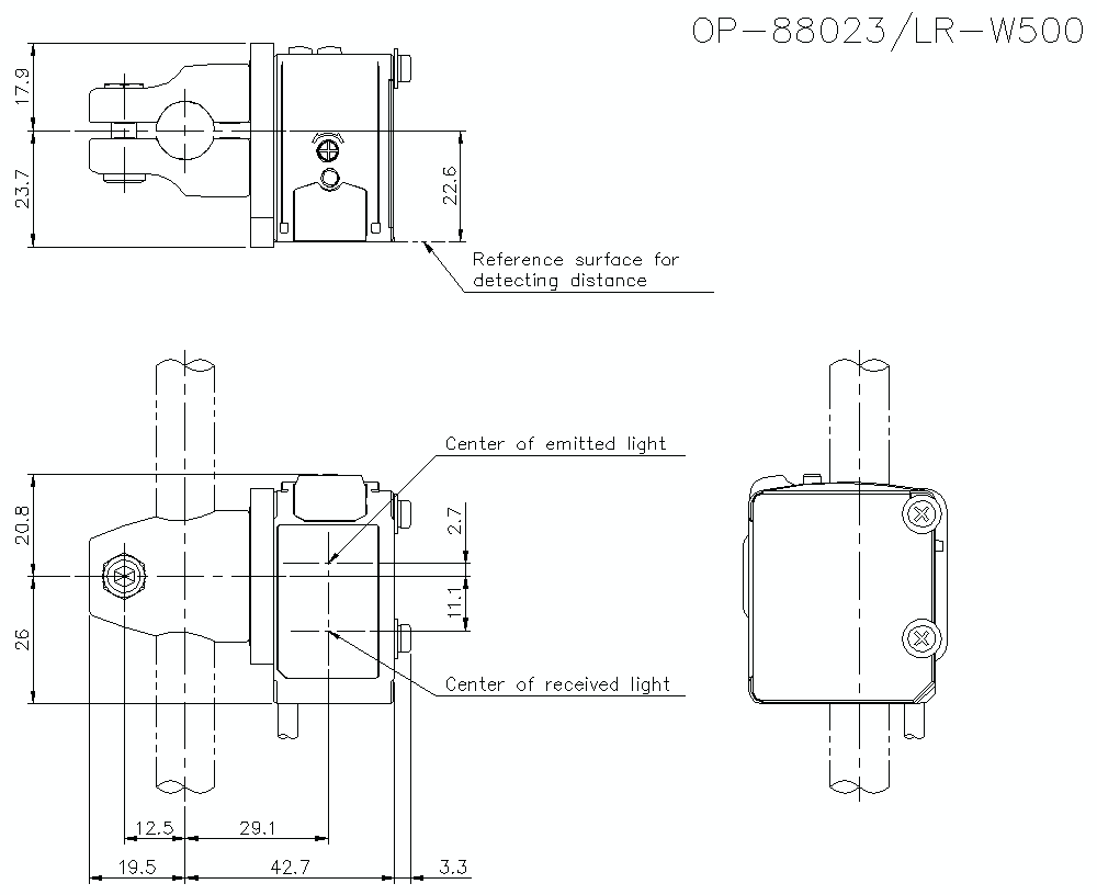 OP-88023/LR/W500 Dimension