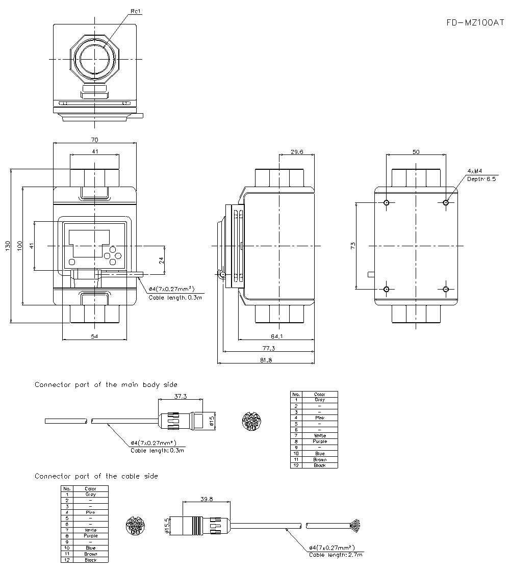 FD-MZ100AT Dimension
