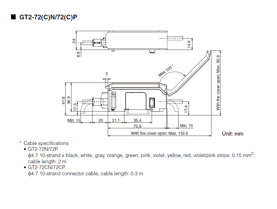GT2-72N/72P/72CN/72CP Dimension