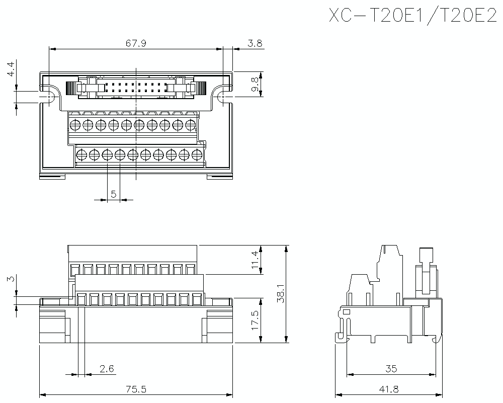 XC-T20E1/E2 Dimension