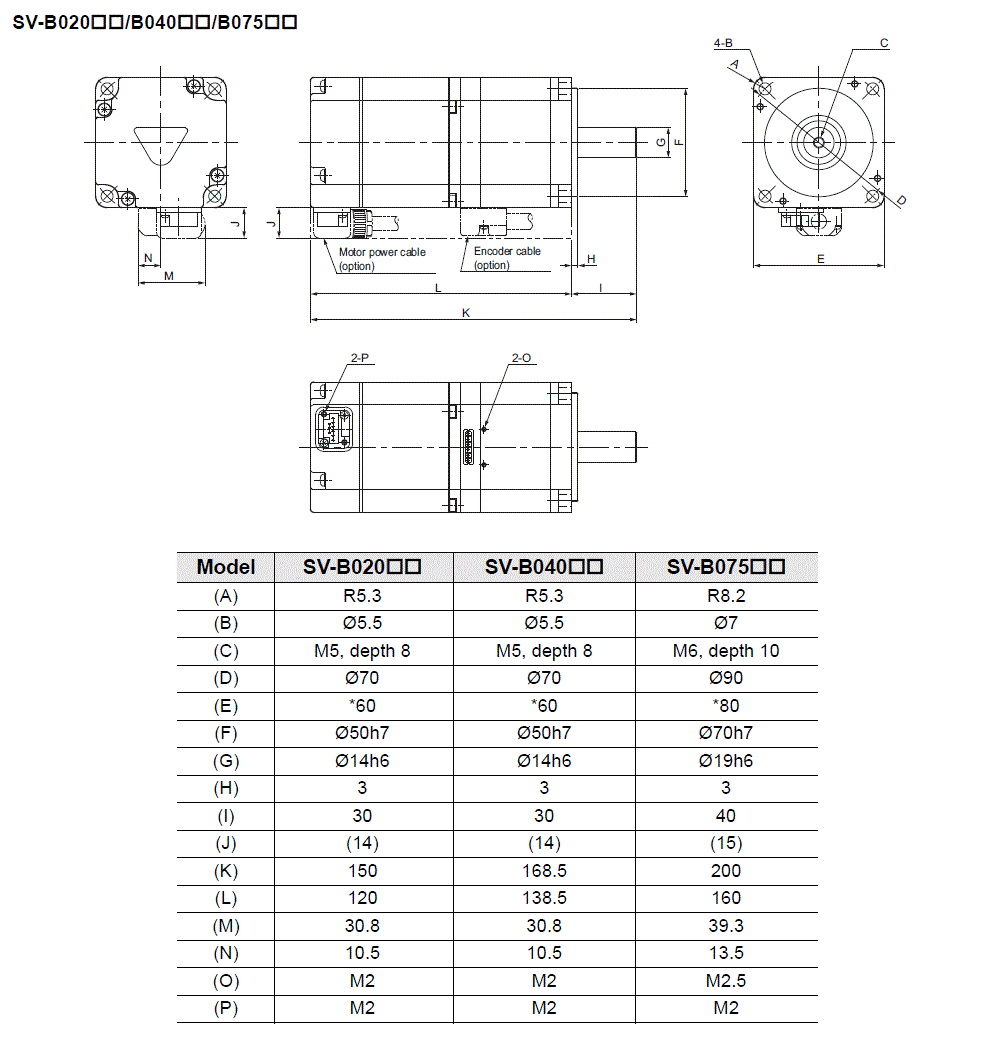 SV-B020/B040/B75 Dimension